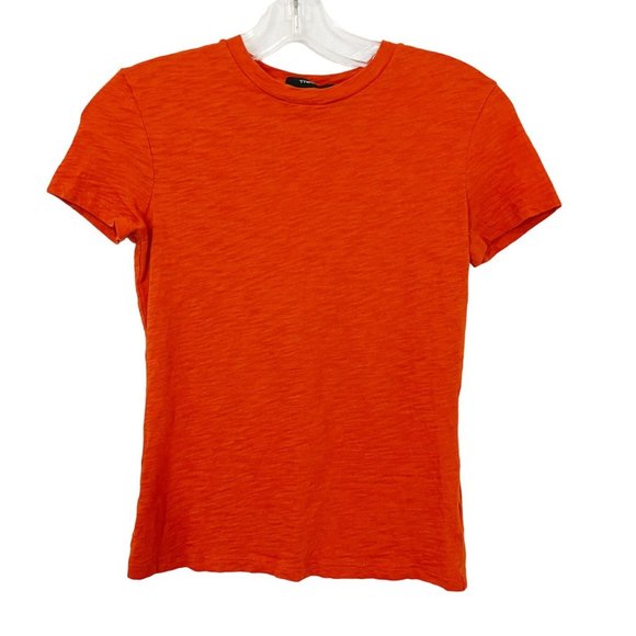 Theory Tops - X Theory 'Tiny Tee 2' Orange Short Sleeve Crewneck T-Shirt - Size P